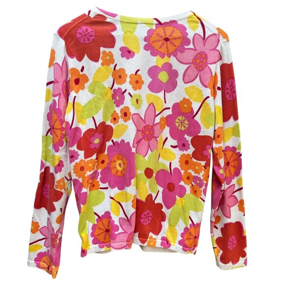 Hanna Anderson‎ Vintage-Inspired Floral Print Button-Up Cardigan Sweater Size M - Picture 4 of 8